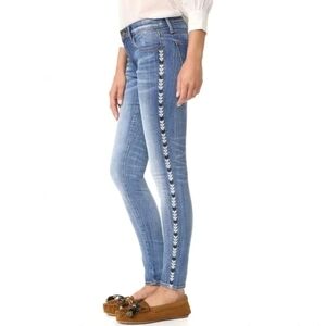 Driftwood Marilyn skinny jeans embroidered geometric stripe size 26